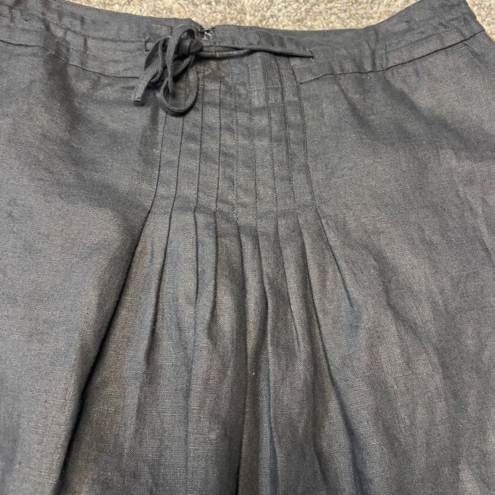 Orvis Black 100% Linen Pleated A-Line Skirt Lined Size 16 Costal Grandma Capsule - Picture 4 of 8